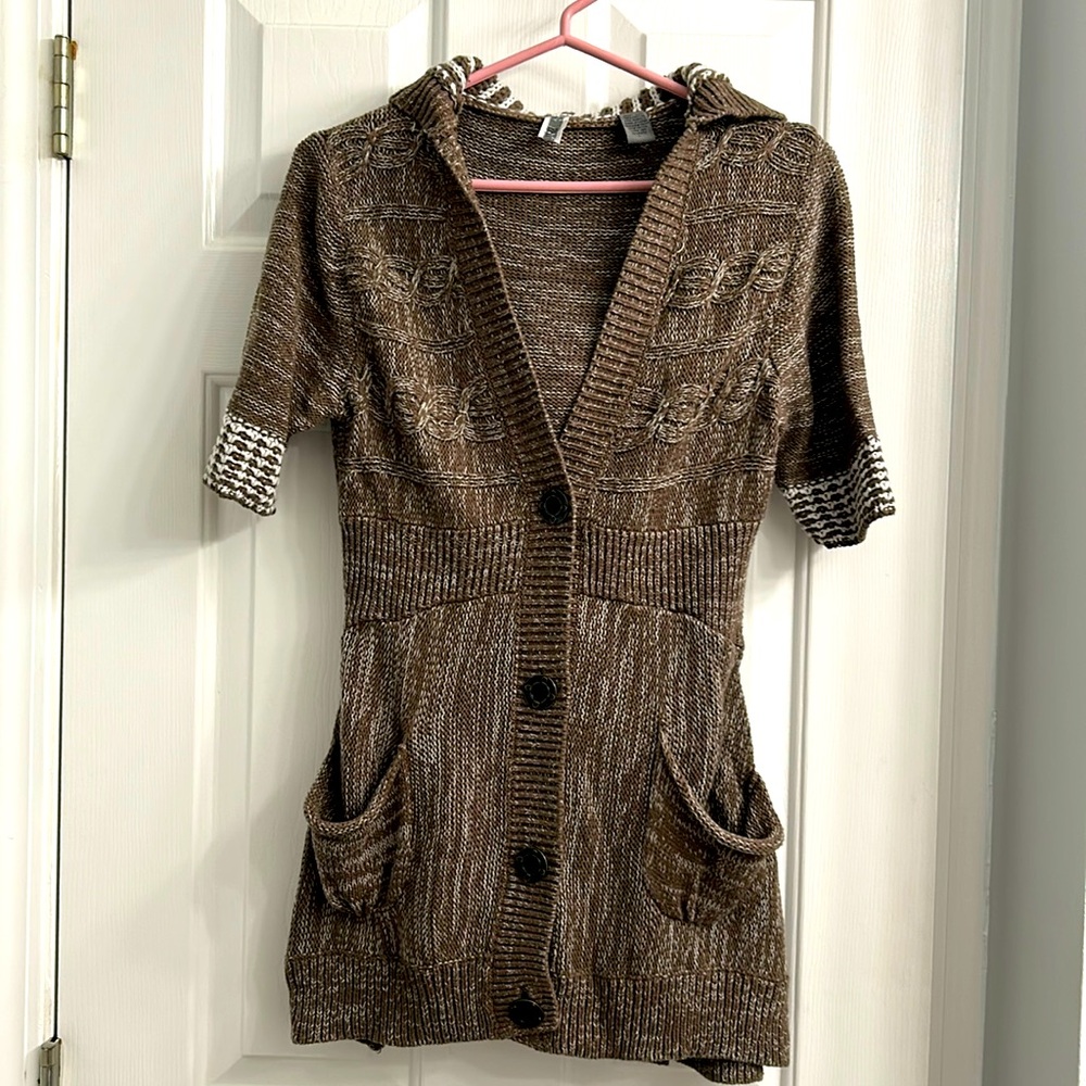 BKE Cable Knit Button Up Sweater